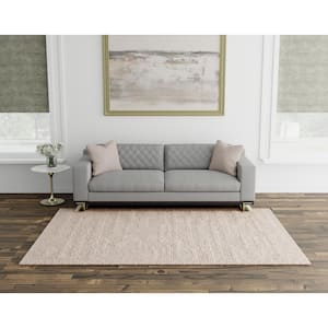 Cordelia Ivory 5 ft. x 8 ft. Solid Transitional Hand Knotted Wool Area Rug