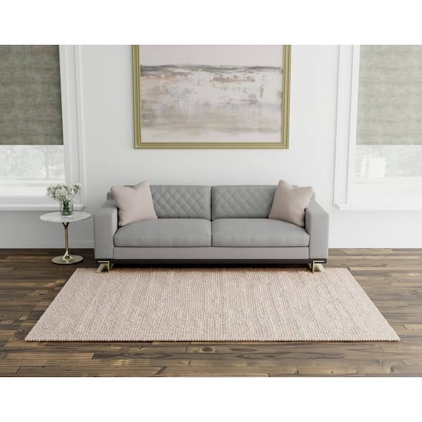 Cordelia Ivory 8 ft. x 11 ft. Solid Transitional Hand Knotted Wool Area Rug