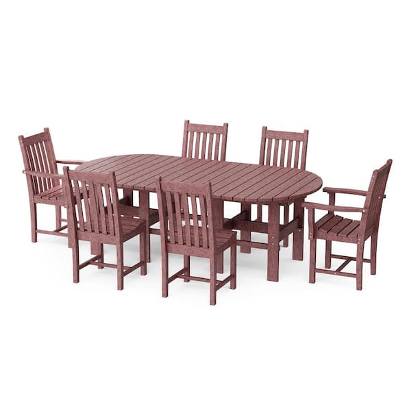 Wildridge Classic Cherrywood 7-Piece HDPE Plastic Outdoor Patio Dining Set