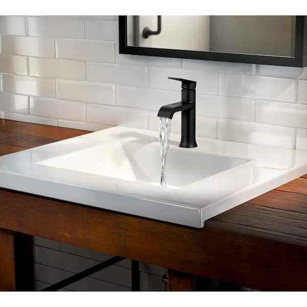 Genta Single Handle Single Hole Bathroom Faucet in Matte Black