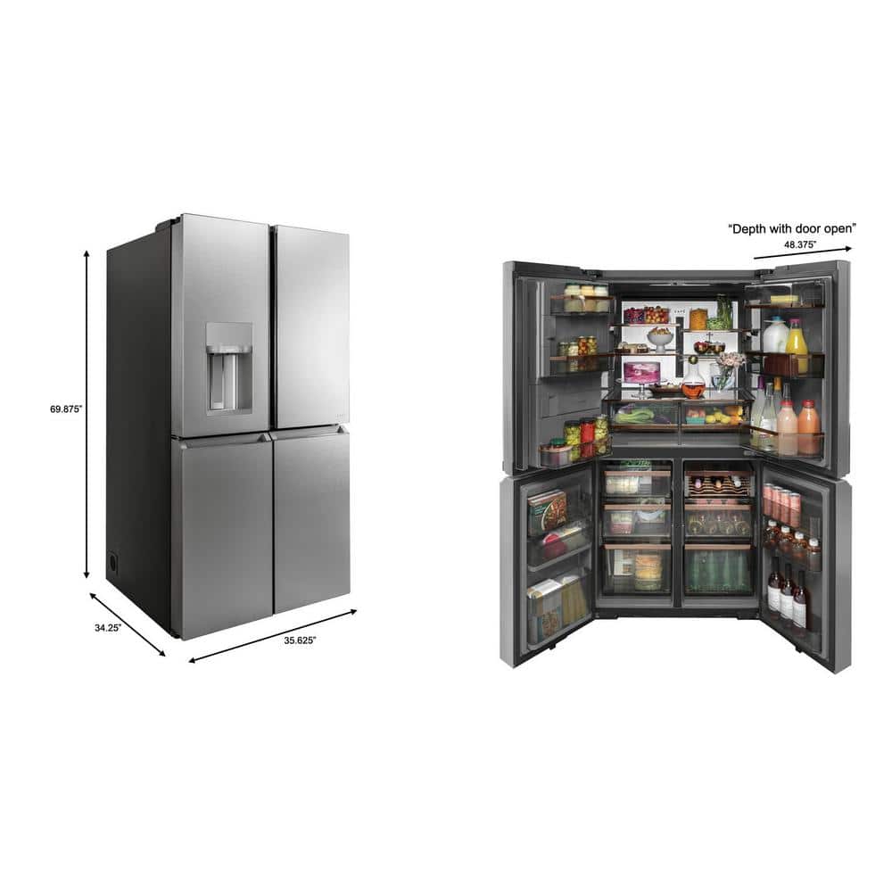 Buy 27.4 cu. ft. Smart 4Door Quad French Door Refrigerator in Platinum Glass, ENERGY STAR