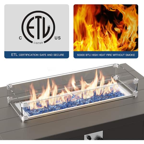 Halmuz Aluminum Outdoor Fire Pit Table with Adjustable Flame and