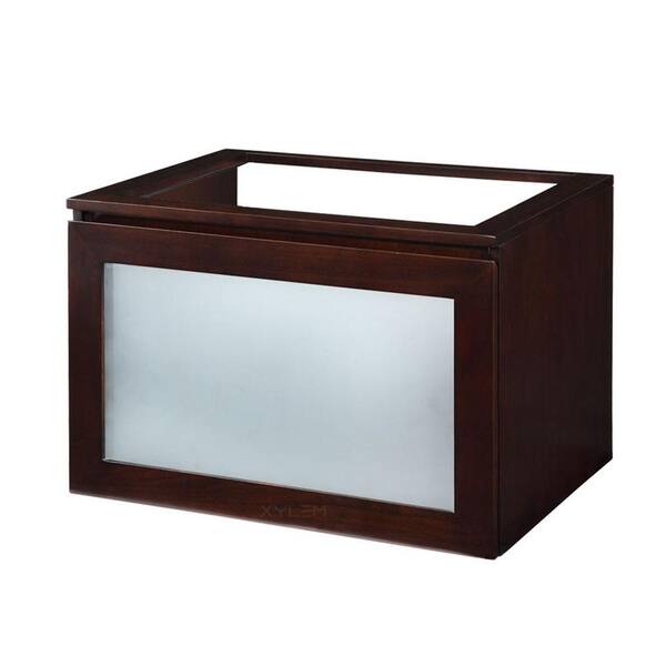 Hembry Creek Blox 30 in. W x 21-1/2 in. D x 20 in. H Vanity Cabinet Only with Glass Front Drawer in Dark Walnut