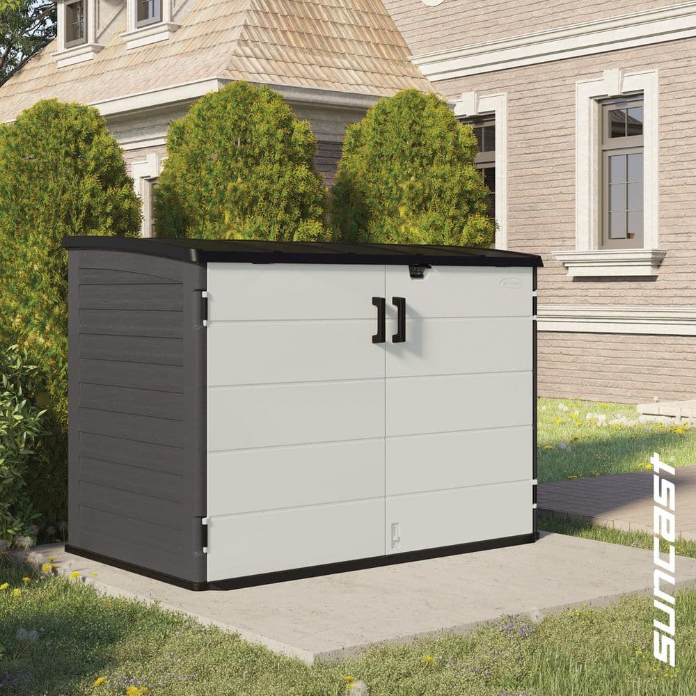 Stow-Away 4 ft. W x 6 ft. D Plastic Resin Horizontal Storage Shed (22 sq. ft.) in Peppercorn (Gray) and Passive (White)