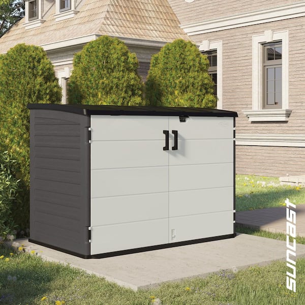 Stow-Away 4 ft. W x 6 ft. D Plastic Resin Horizontal Storage Shed (22 sq. ft.) in Peppercorn (Gray) and Passive (White)
