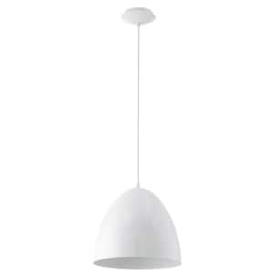 Coretto 10.83 in. W x 59 in. H 1-Light Glossy White Bowl Pendant with Metal Shade