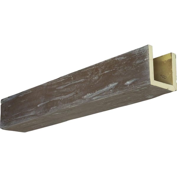 Ekena Millwork 4 in. x 10 in. x 8 ft. 3-Sided (U-Beam) Pecky Cypress Vintage Mahogany Faux Wood Ceiling Beam