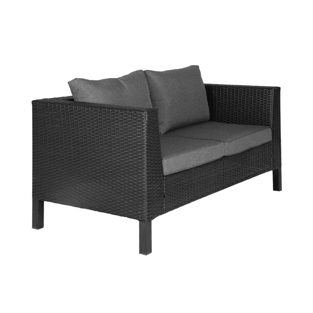 Gray 4-Piece All-Weather Wicker Patio Conversation Set with Cushions