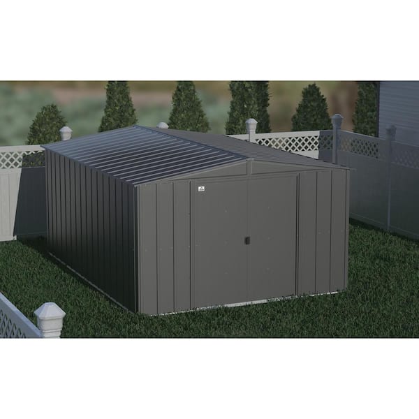 Classic 10 ft. W x 14 ft. D Charcoal Metal Shed 129 sq. ft.