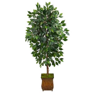 51in. Ficus Artificial Tree in Metal Planter