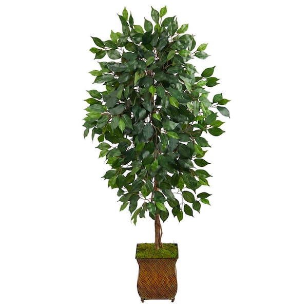 Nearly Natural 51in. Ficus Artificial Tree in Metal Planter