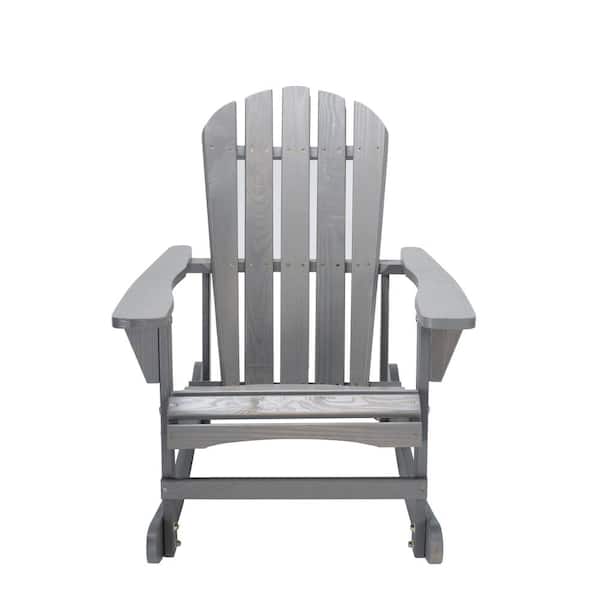 TIRAMISUBEST TD Garden Adirondack Rocking Chair Solid Pine Wood Chairs -Gray