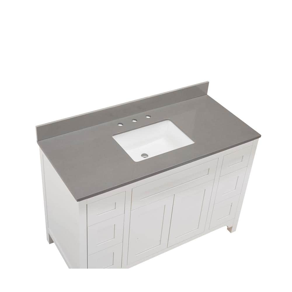 Madrid 49'' Concrete Grey Composite Stone Vanity Top with White Sink
