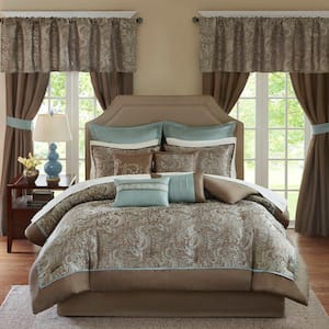 Cadence Blue Polyester King Comforter Set