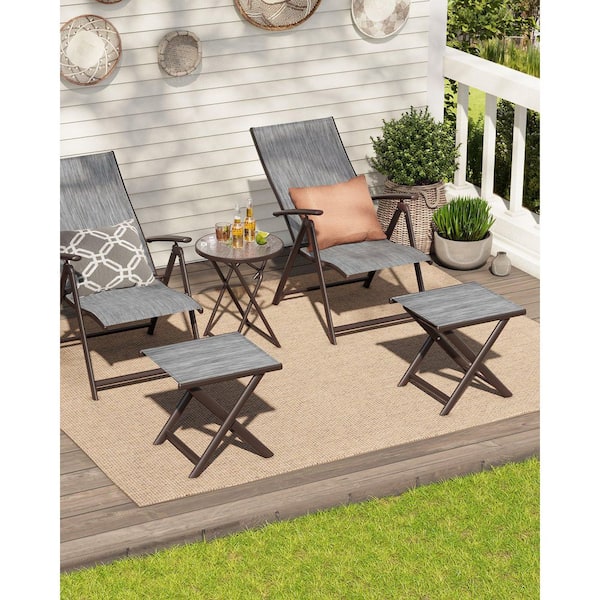 Foldable Aluminum Outdoor Side Table in Gray (2-Pack)