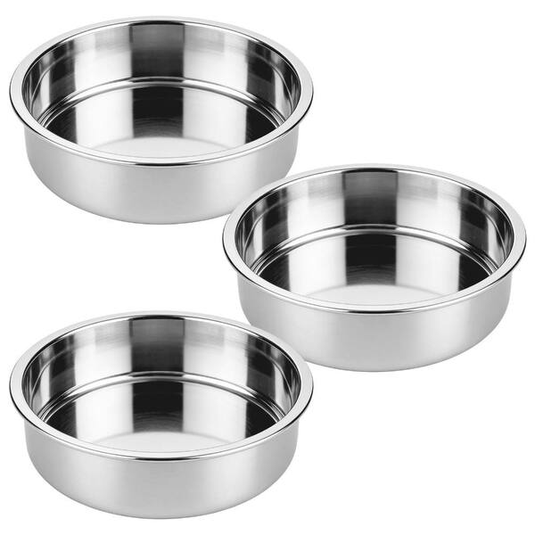 8 in. Round Stainless Steel Nonstick Layer Cake Baking Pan, Even Heating, Stackable, Dishwasher Safe (3-Pack)