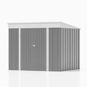 8 ft. W x 6 ft. D New Designed Outdoor Storage Gray Metal Shed with Sloping Roof and Double Lockable Door (42 sq. ft.)