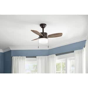 Triplicity 30 in. Indoor LED Matte Black Ceiling Fan with Light