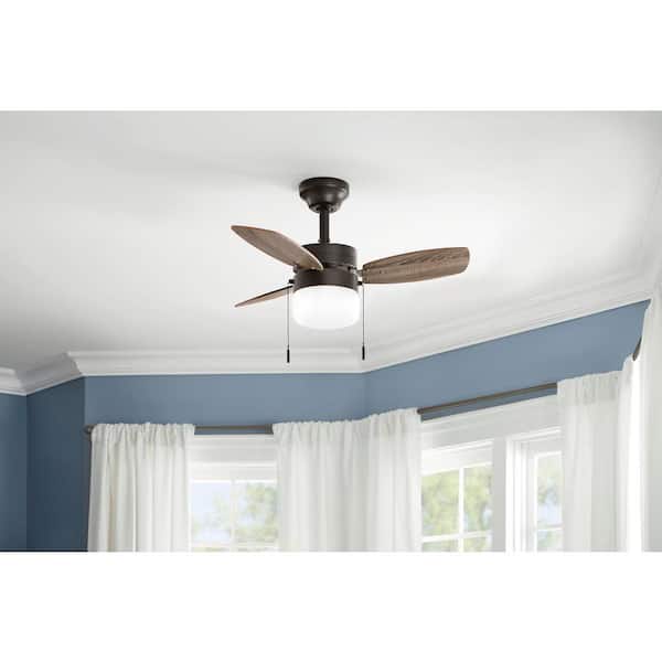 Triplicity 30 in. Indoor LED Matte Black Ceiling Fan with Light