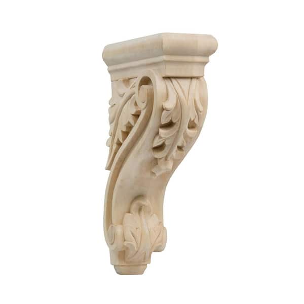 Waddell Acanthus Scroll Corbel - Large, 13 in. x 7.875 in. x 3.5 in. - Furniture Grade Unfinished Cherry Wood - Elegant Decor