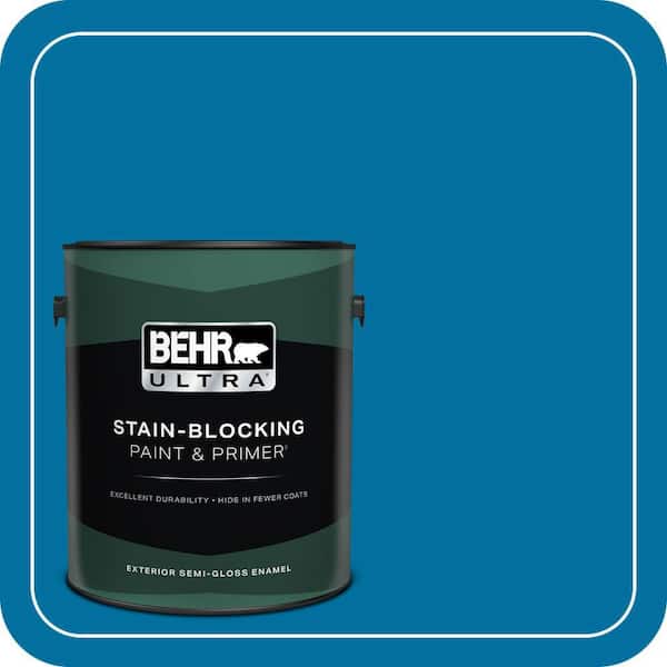 BEHR ULTRA 1 gal. #550B-7 Blue Ocean Semi-Gloss Enamel Exterior Paint & Primer