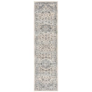 SAFAVIEH Charleston Navy/Light Gray 2 ft. x 8 ft. Floral Runner Rug ...