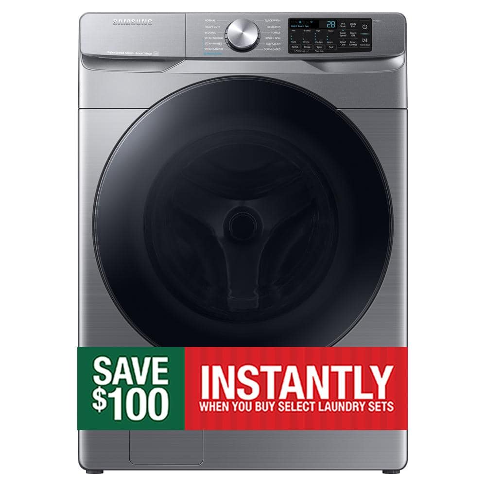 Samsung 4.5 cu. ft. Smart High-Efficiency Front Load Washer with Super Speed in Platinum