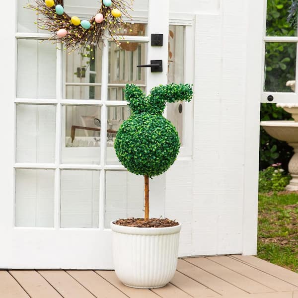 Nearly Natural 2 ft. UV Resistant Artificial Easter Bunny Boxwood