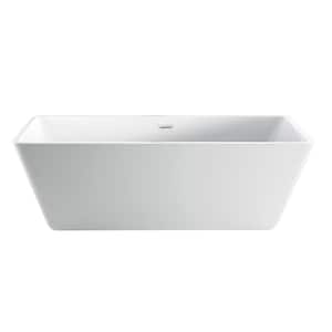 Siren 64 in. Acrylic Flatbottom Non-Whirlpool Bathtub in White with Integral Drain in White