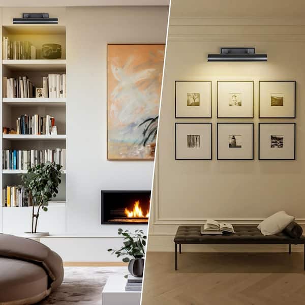 24 in. Black Dimmable LED Picture Light with Bulb,Adjustable Up and Down,with Bulbs for Display, Wall, Artwork, Gallery