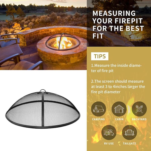 34 Fire Pit Cover Lid Round Outdoor Fireplace Cover Guadeloupe