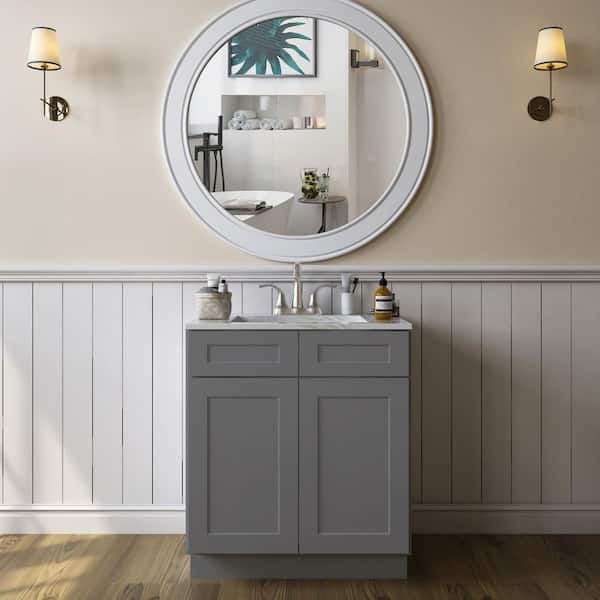 HOMEIBRO 36-in W X 21-in D X 34.5-in H in Shaker Grey Plywood Ready to Assemble Floor Vanity Sink Base Kitchen Cabinet