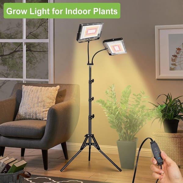 68 in. Standing Dual Head Full Spectrum Grow Light with Timer and 6-Dimmable Levels for Large Indoor Plants