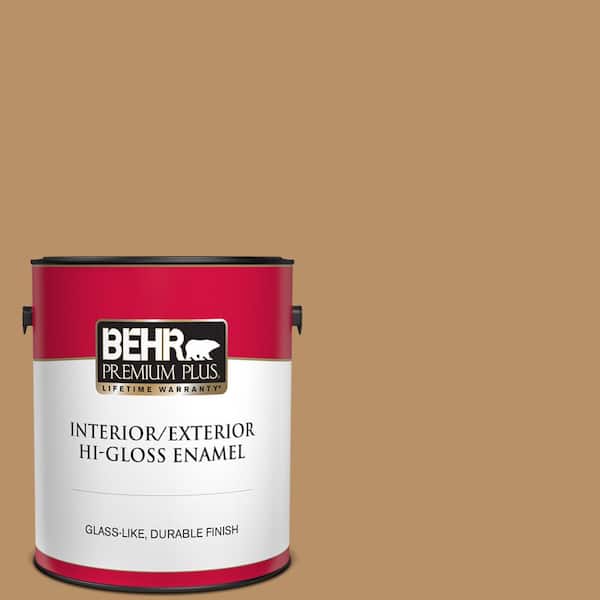 BEHR PREMIUM PLUS 1 gal. #S260-5 Almond Roca Hi-Gloss Enamel Interior/Exterior Paint
