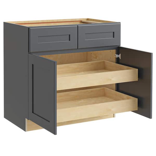 Newport 33 in. W x 24 in. D x 34.5 in. H Assembled Plywood Base Kitchen Cabinet in Deep Onyx with 2ROT Soft Close