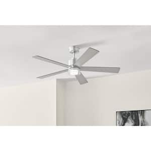 Bynum 52 in. Smart Indoor DC Motor Brushed Nickel Ceiling Fan with Adjustable White LED and Remote Powered by Hubspace