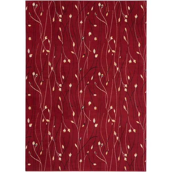 Nourison Grafix Red 7 ft. x 10 ft. Floral Contemporary Area Rug