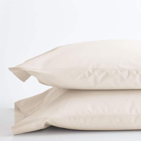 The Company Store Company Cotton Ivory Solid 300-Thread Count Cotton Percale King Pillowcase (Set of 2)