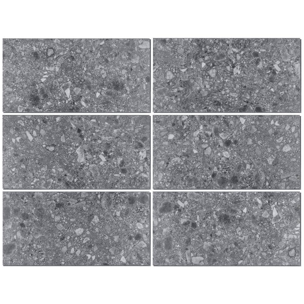 Charcoal Black 12" x 24" Matte LVT Tile with Water Protection
