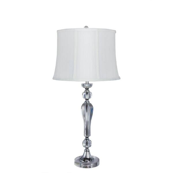 Fangio Lighting 29 in. Chrome Crystal Lamp with Chrome Metal Accent