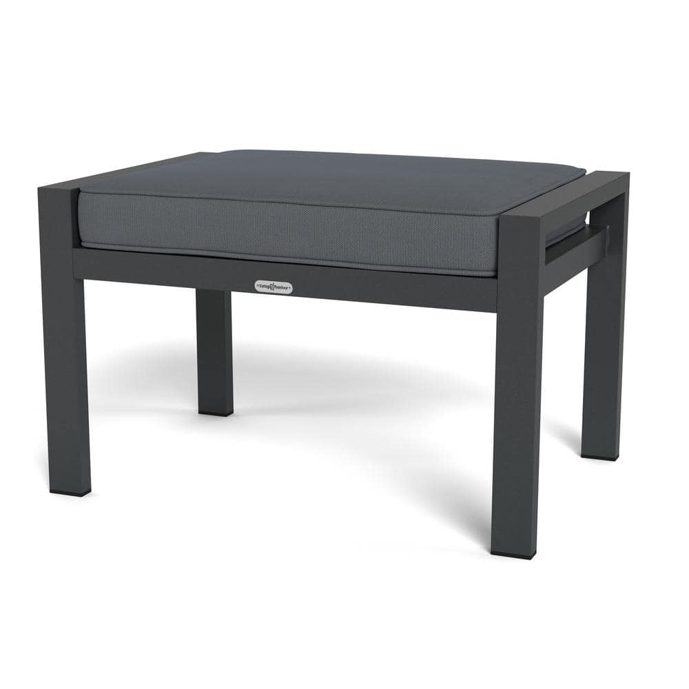 Lakeview Charcoal 17'' Modern Aluminum Outdoor Ottoman with Cushion