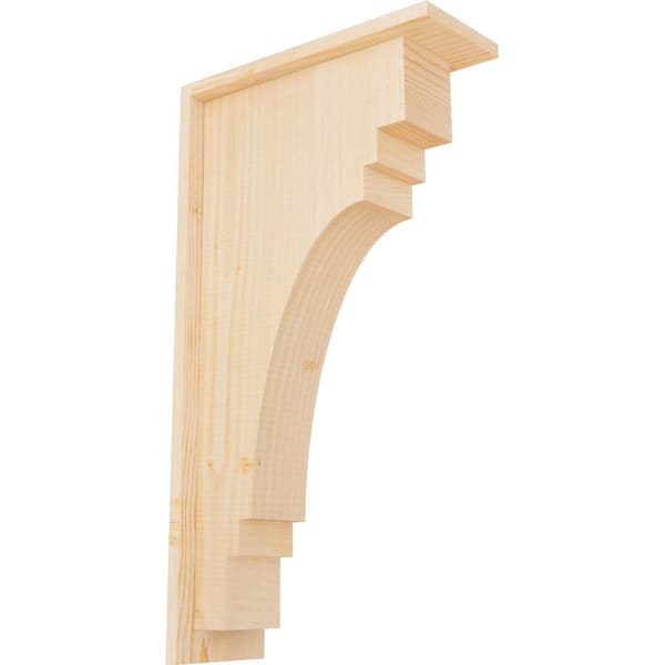 Ekena Millwork 5-1/2 in. x 14 in. x 26 in. Douglas Fir Pescadero Smooth Corbel with Backplate