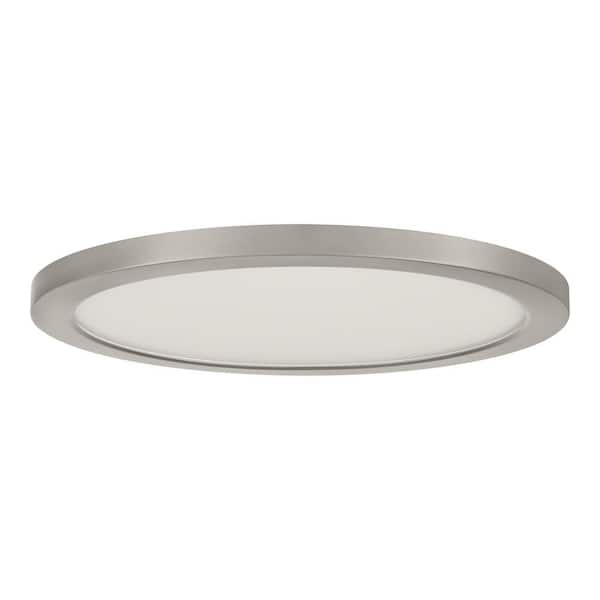 Commercial Electric 15 in. Brushed Nickel New Ultra-Low Profile Integrated LED Flush Mount 5CCT (2-Pack)
