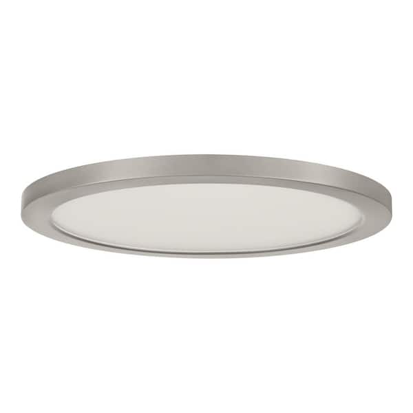 15 in. Brushed Nickel New Ultra-Low Profile Integrated LED Flush Mount 5CCT (2-Pack)