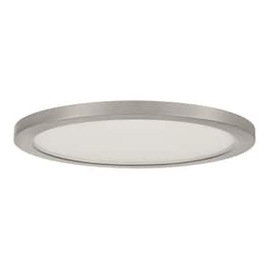 15 in. Brushed Nickel New Ultra-Low Profile Integrated LED Flush Mount 5CCT (2-Pack)