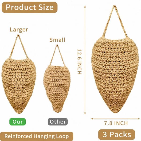 3 Pack Hemp Rope Crochet Wasp Nest Decoy Outdoor Hanging Faux