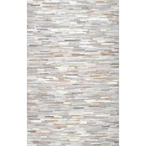 Clarity Patchwork Cowhide Beige 6 ft. x 9 ft. Area Rug