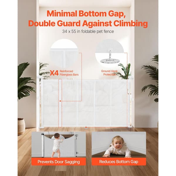 SKYSHALO Retractable Baby Gate 34 in. Tall Extends up to 55 in