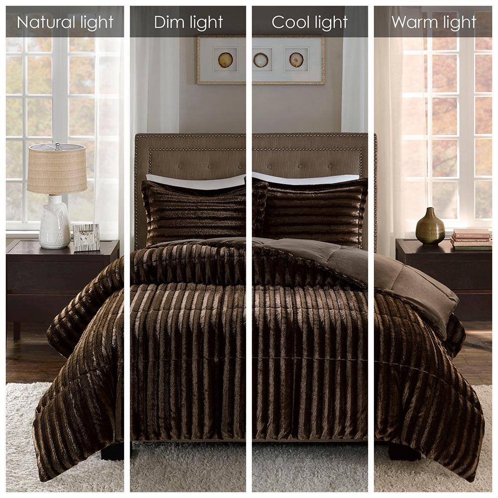 Chocolate Full Faux Fur 3-Piece Comforter Set
