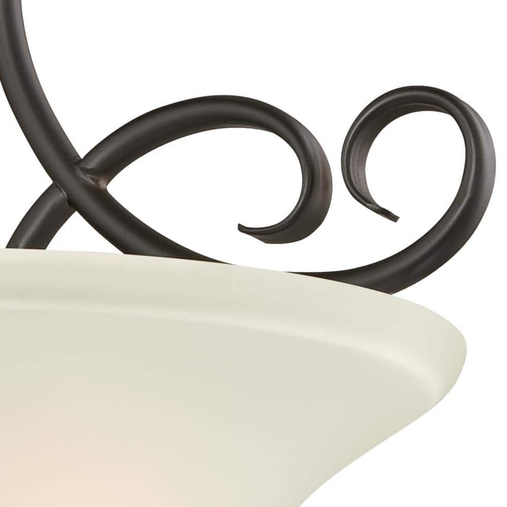 14.5" Bronze and Frosted Glass LED Semi-Flush Ceiling Light